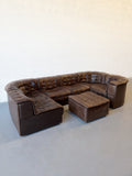 Canapé modulable De Sede DS11 en cuir patchwork chocolat