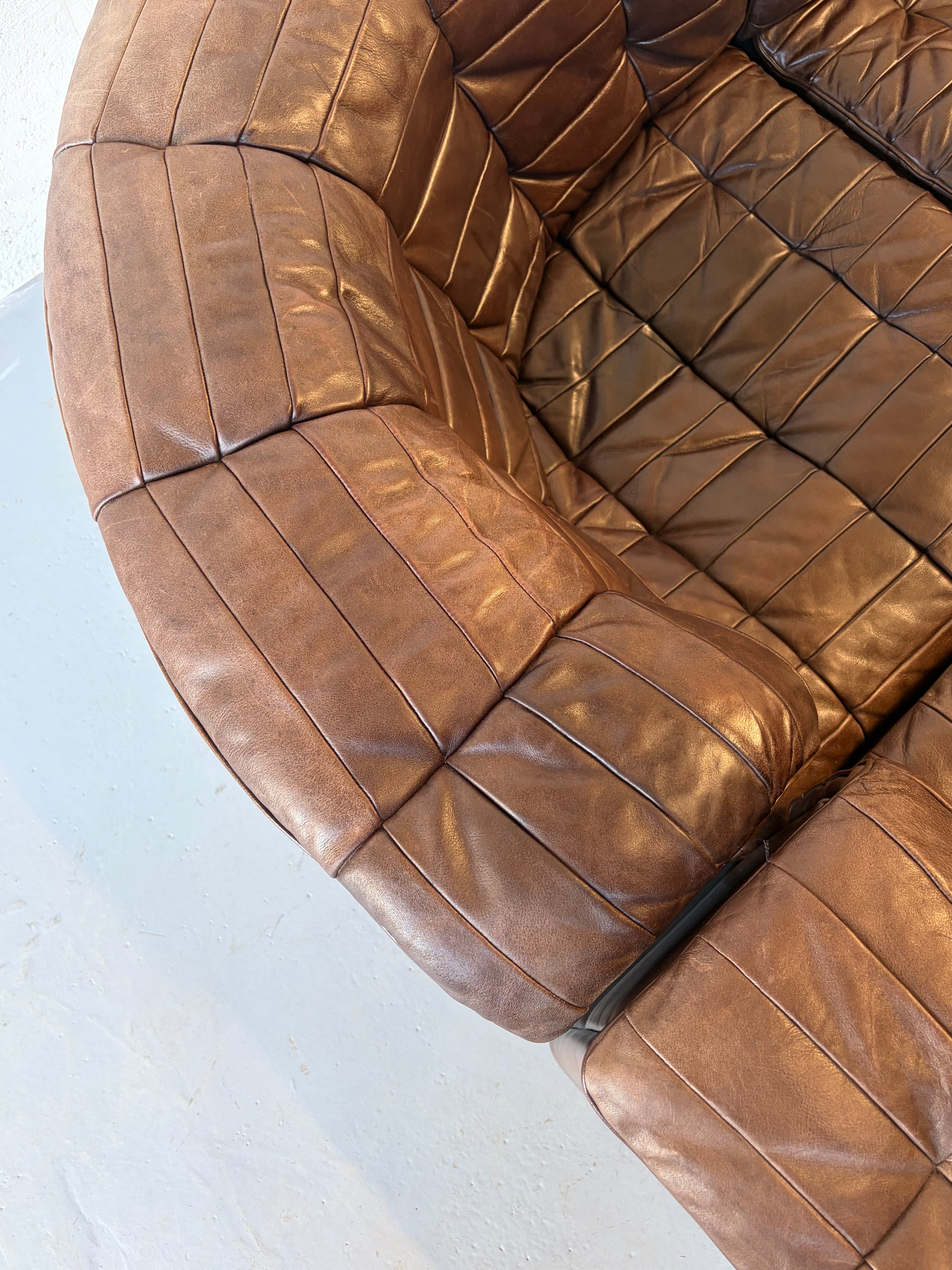 Canapé modulable De Sede DS11 en cuir patchwork chocolat