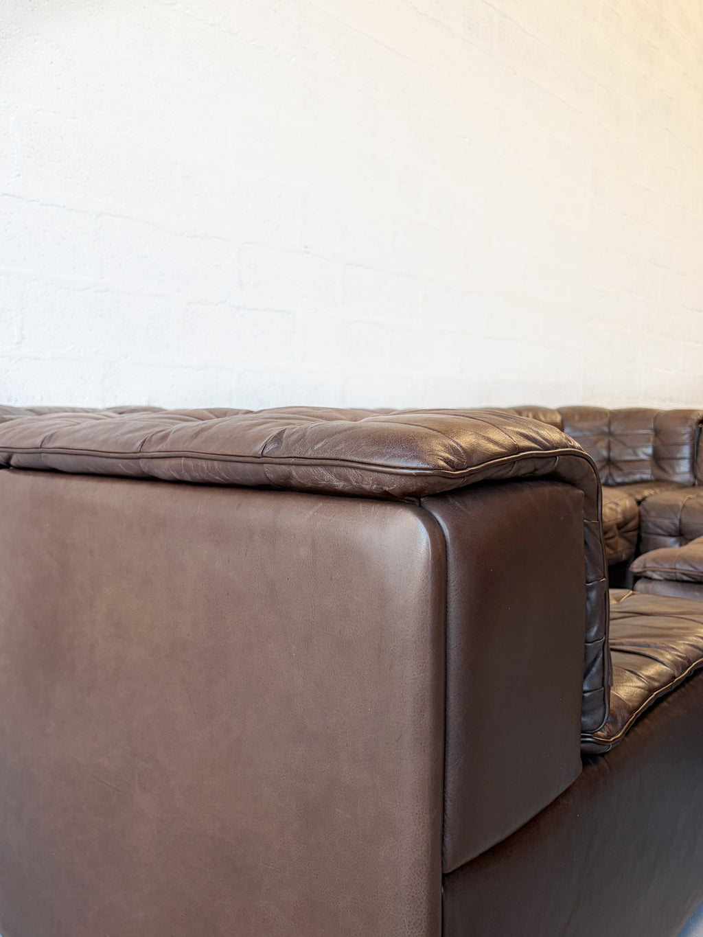 Canapé modulable De Sede DS11 en cuir patchwork chocolat