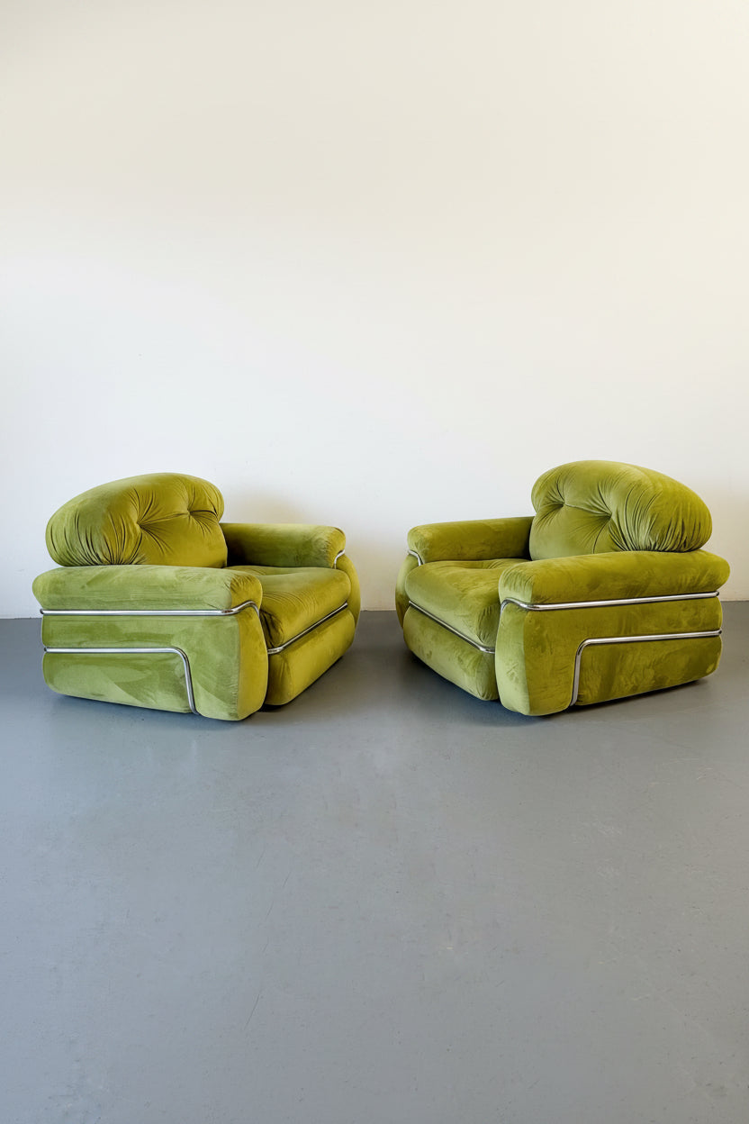 Paire de fauteuils italiens 1970 Adriano Piazzesi